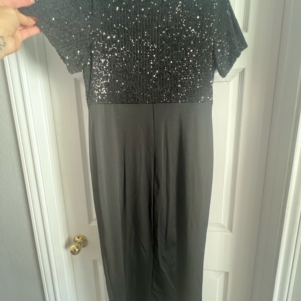 SHEIN Black Sequin Midi Dress